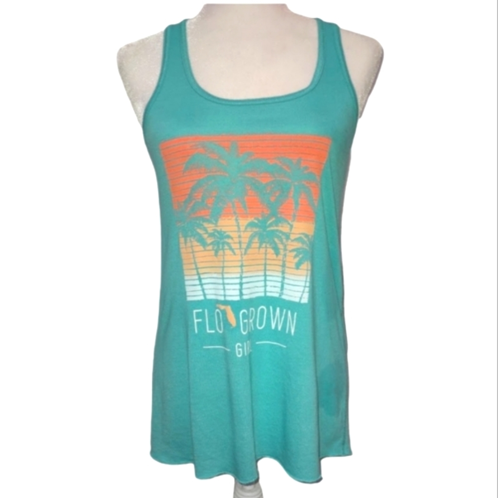 FloGrown Girl Aqua Racerback Tank Top Size Medium